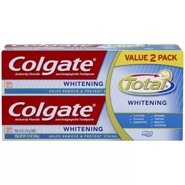 imageColgate Total Teeth Whitening Toothpaste 10 Benefits Including Sensitivity Relief Whitening Mint 48 oz  Pack of 4 Mint