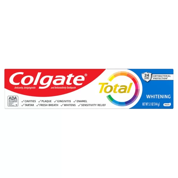 imageColgate Total Teeth Whitening Toothpaste 10 Benefits Including Sensitivity Relief Whitening Mint 48 oz  Pack of 4 Whitening Paste