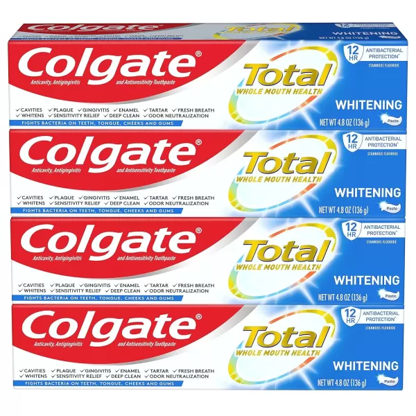 imageColgate Total Teeth Whitening Toothpaste 10 Benefits Including Sensitivity Relief Whitening Mint 48 oz  Pack of 4 Whitening Paste