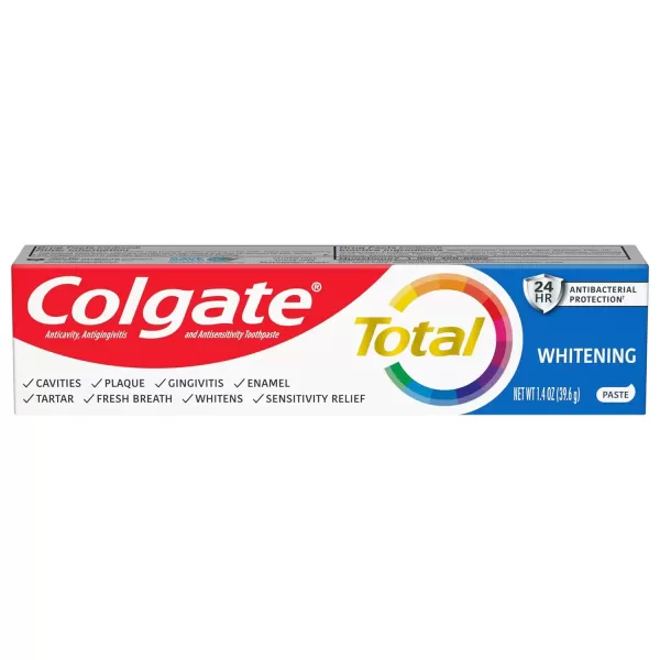 imageColgate Total Whitening Toothpaste with Fluoride 10 Benefits Including Sensitivity Relief and Stain Removal Mint 51 ounces 4 Pack14 Ounce Pack of 1