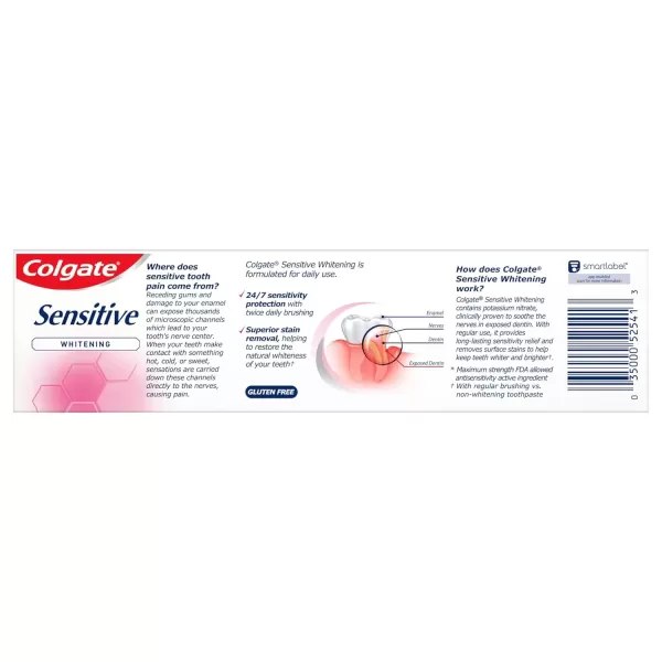 imageColgate Whitening Toothpaste for Sensitive Teeth Enamel Repair and Cavity Protection Fresh Mint Gel 6 Oz Pack of 36 Ounce Pack of 1