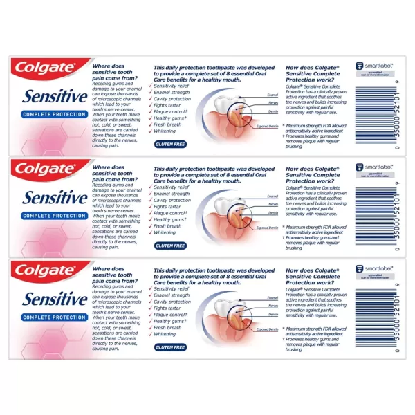 imageColgate Whitening Toothpaste for Sensitive Teeth Enamel Repair and Cavity Protection Fresh Mint Gel 6 Oz Pack of 36 Ounce Pack of 3