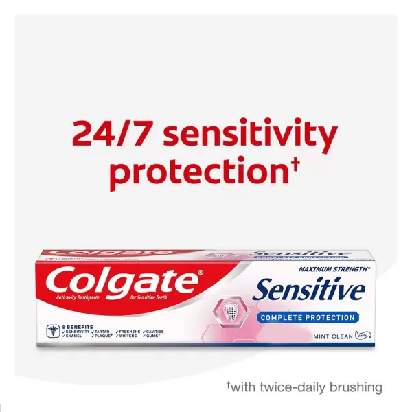 imageColgate Whitening Toothpaste for Sensitive Teeth Enamel Repair and Cavity Protection Fresh Mint Gel 6 Oz Pack of 36 Ounce Pack of 3