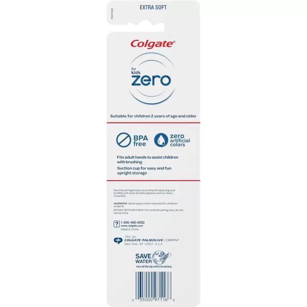 imageColgate Zero Kids Toothbrush with Extra Soft Bristles and Suction Cup Holder BPA Free  2 Count