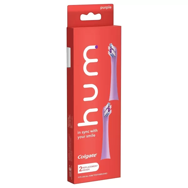 imageColgate hum Replacement Heads hum Toothbrush Heads with Floss Tip Bristles for Smart Toothbrush Blue 2 PackPurple