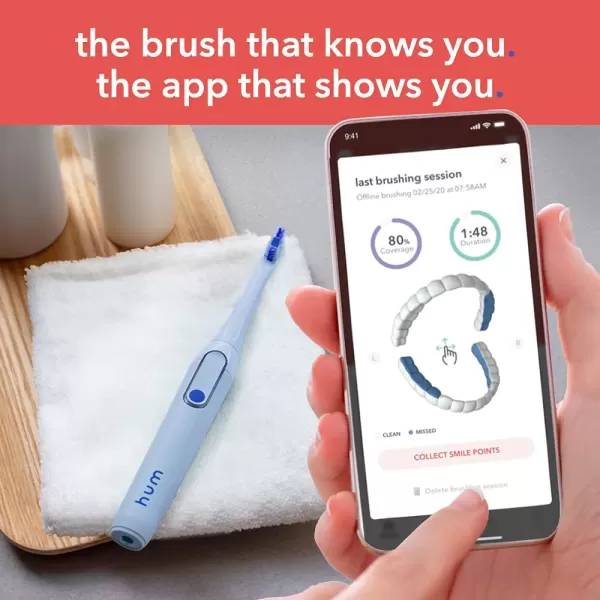 imageColgate hum Smart Electric Toothbrush Kit Rechargeable Sonic Toothbrush with Travel Case ampamp Bonus Refill Head BlueBlue
