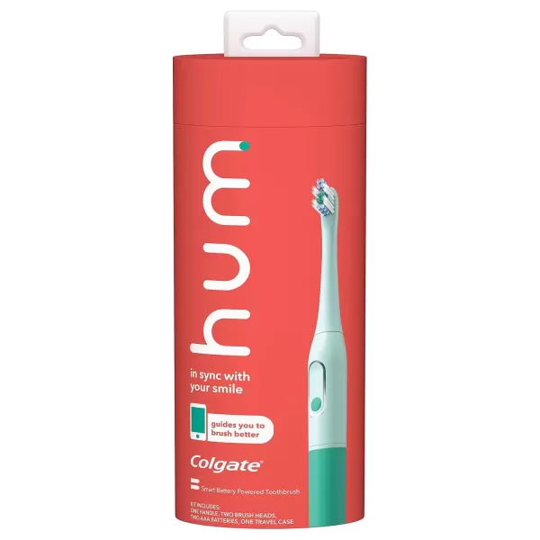 imagehum by Colgate Smart Battery Toothbrush Kit Sonic Toothbrush Handle with 2 Refill Heads and Travel Case Teal Amazon exclusive