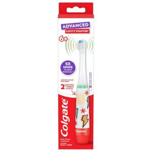 imageColgate Advanced Cavity Fighter Kids Battery Toothbrush Includes AA Battery and Extra Toothbrush Head Features Builtin Timer and 2 Brushing Modes for Children Ages 6 and Up