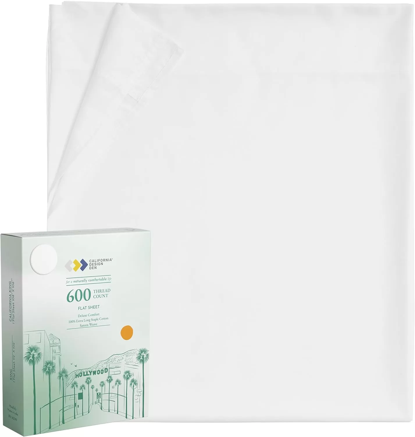 image100 Pure Cotton Flat Sheet  600 Thread Count Soft and Crisp Breathable Hotel Luxury Top Sheet Only Cooling Sheets Ultra Premium Sateen Weave Twin Bed Sheets 1 Piece Flat Sheet Bright White01  Bright White