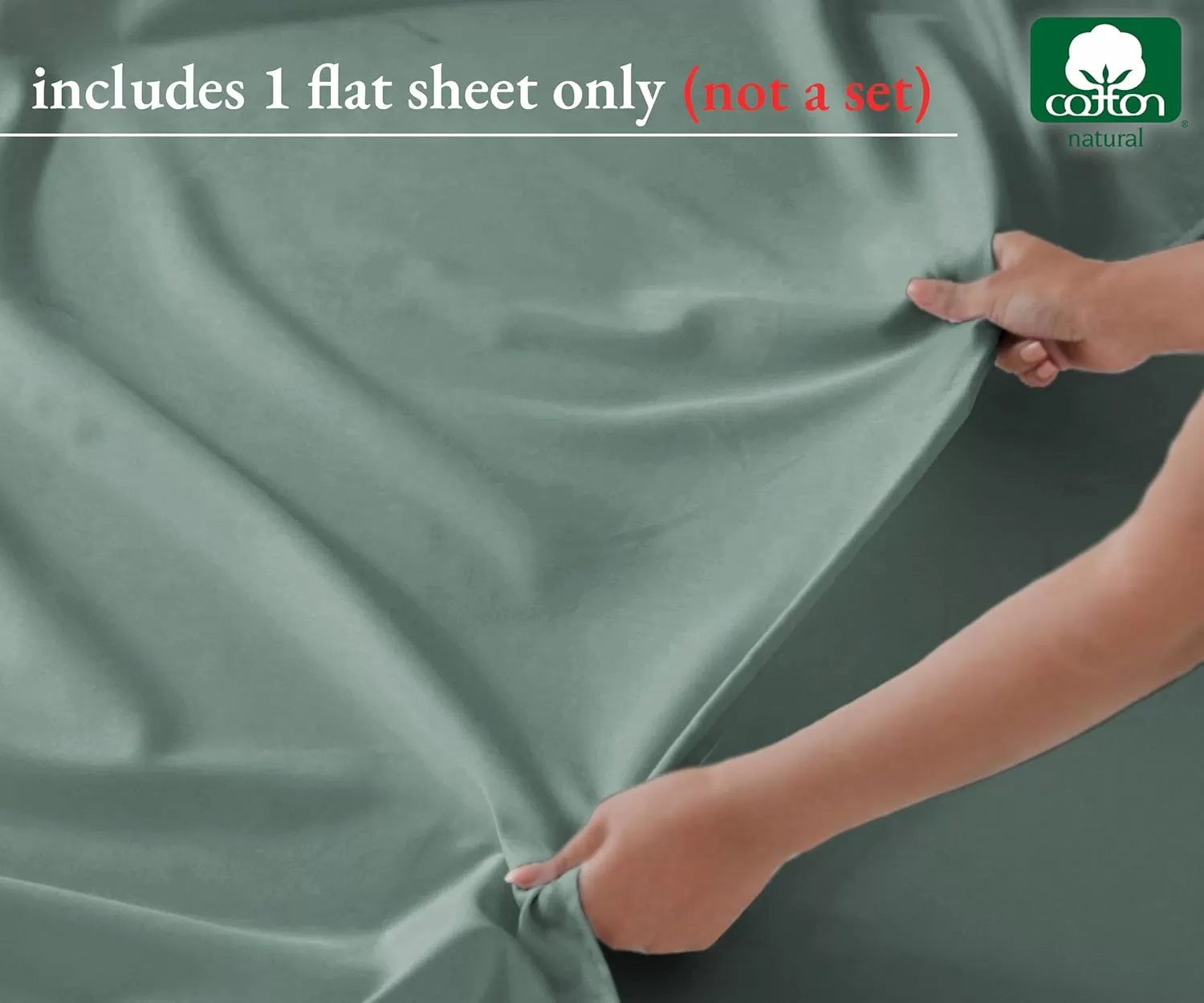 image100 Pure Cotton Flat Sheet  600 Thread Count Soft and Crisp Breathable Hotel Luxury Top Sheet Only Cooling Sheets Ultra Premium Sateen Weave Twin Bed Sheets 1 Piece Flat Sheet Bright White06  Sage Green
