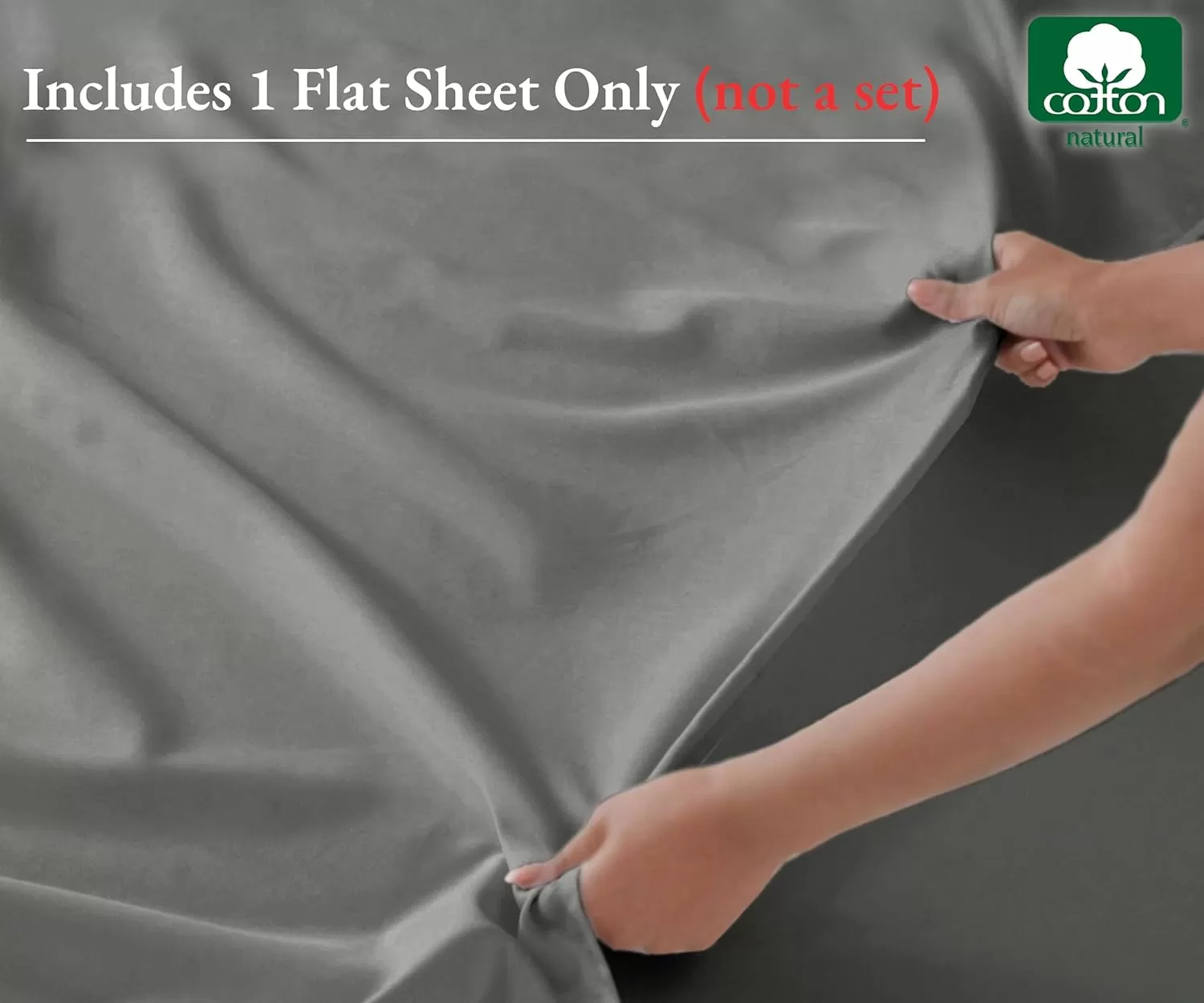 image100 Pure Cotton Flat Sheet  600 Thread Count Soft and Crisp Breathable Hotel Luxury Top Sheet Only Cooling Sheets Ultra Premium Sateen Weave Twin Bed Sheets 1 Piece Flat Sheet Bright White04  Grey