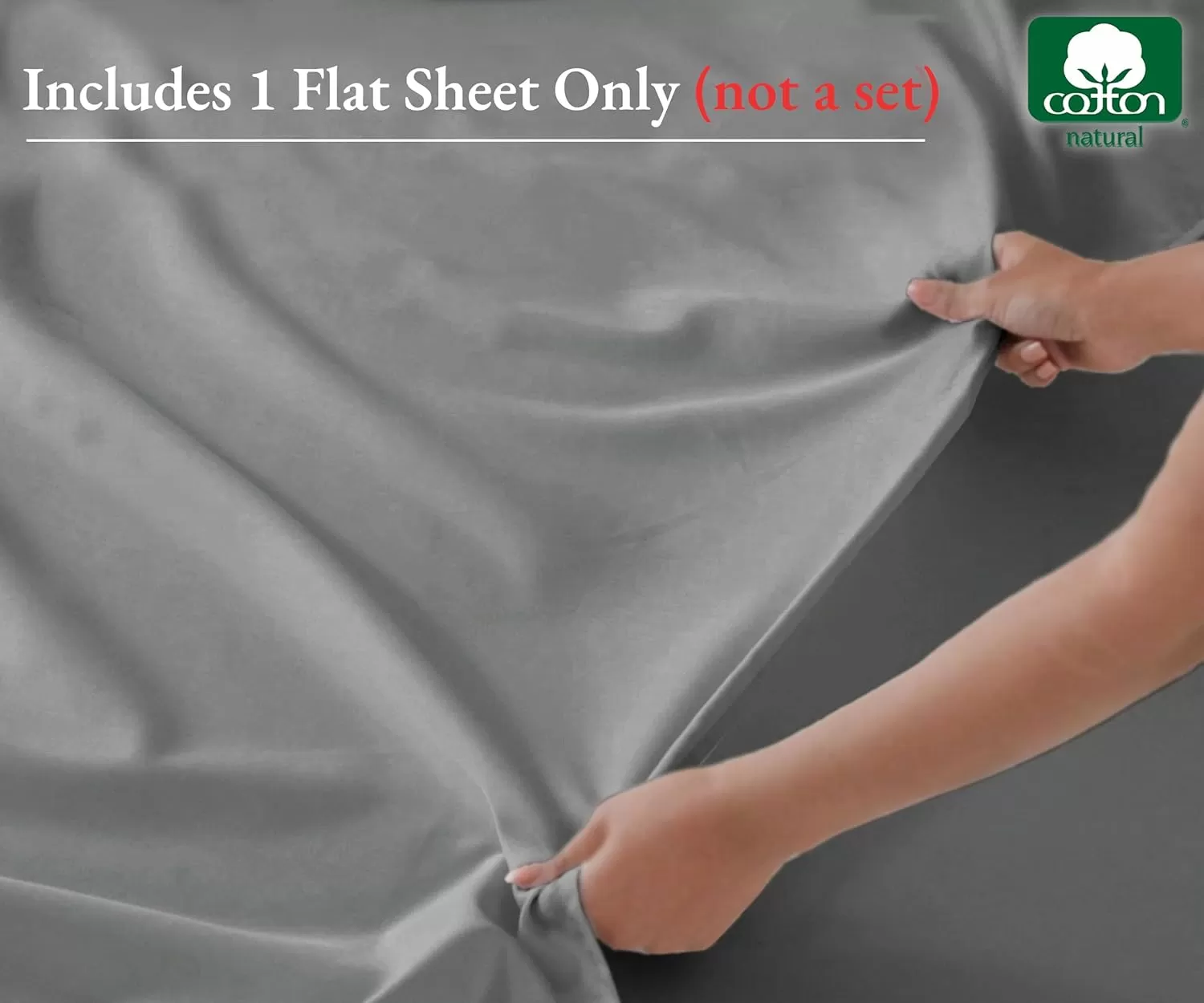 image100 Pure Cotton Flat Sheet  600 Thread Count Soft and Crisp Breathable Hotel Luxury Top Sheet Only Cooling Sheets Ultra Premium Sateen Weave Twin Bed Sheets 1 Piece Flat Sheet Bright White03  Light Grey