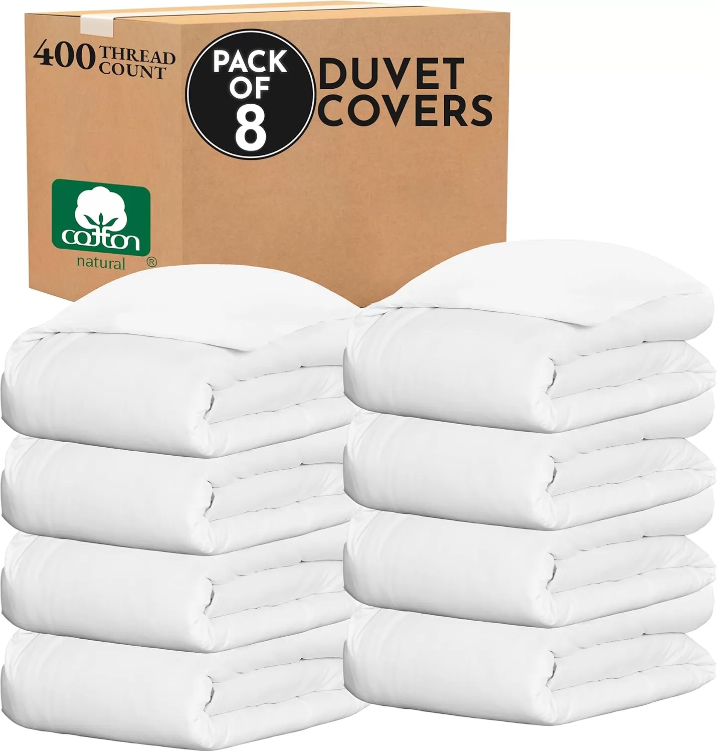 imageCalifornia Design Den Bulk Pack of 8 King Size Duvet Covers Only  400 Thread Count 100 Cotton Sateen Case Includes 8 Duvet Covers White01 White
