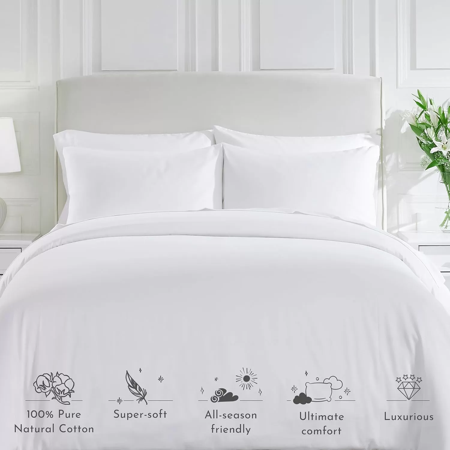 imageCalifornia Design Den Bulk Pack of 8 King Size Duvet Covers Only  400 Thread Count 100 Cotton Sateen Case Includes 8 Duvet Covers White01 White