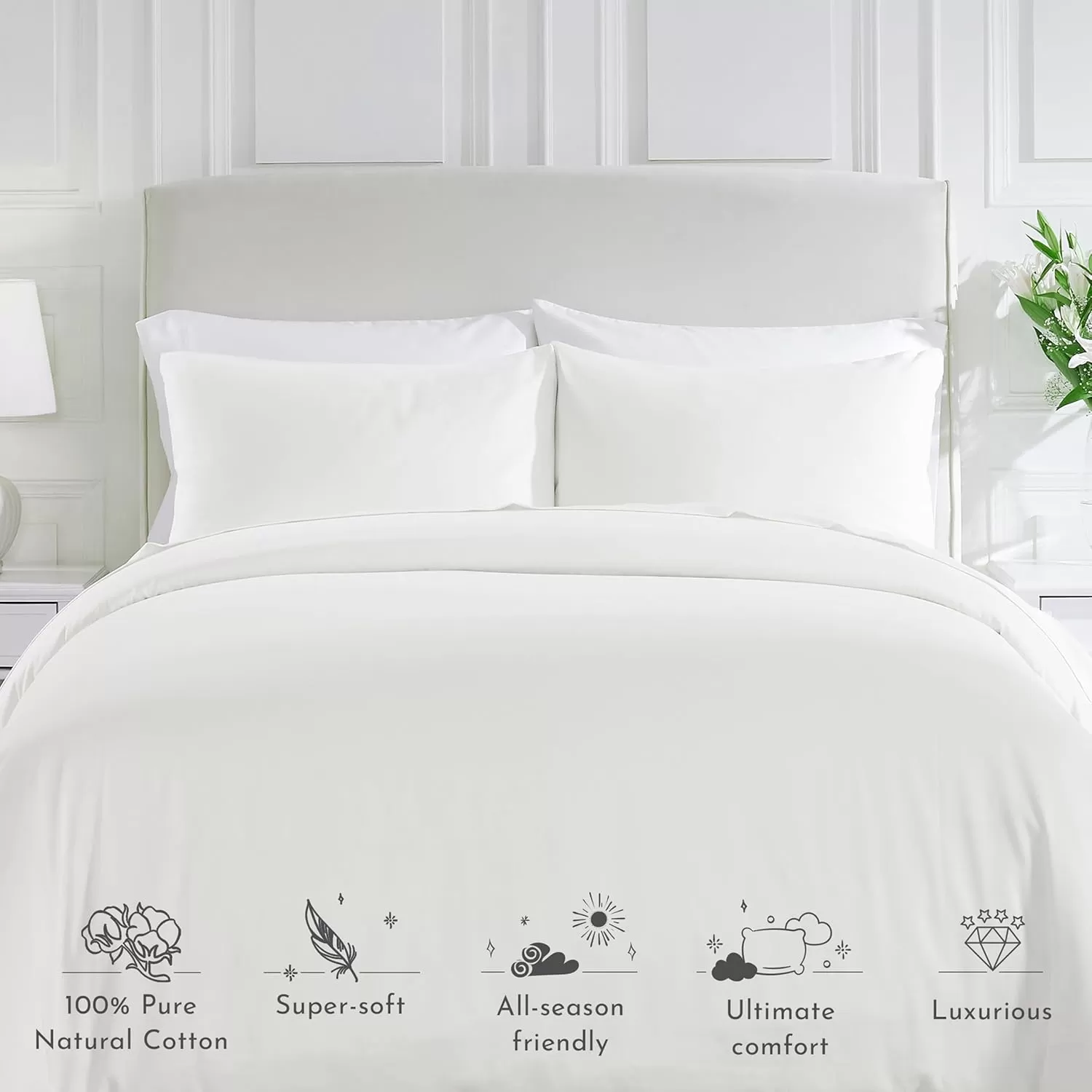 imageCalifornia Design Den Bulk Pack of 8 King Size Duvet Covers Only  400 Thread Count 100 Cotton Sateen Case Includes 8 Duvet Covers White02 Ivory