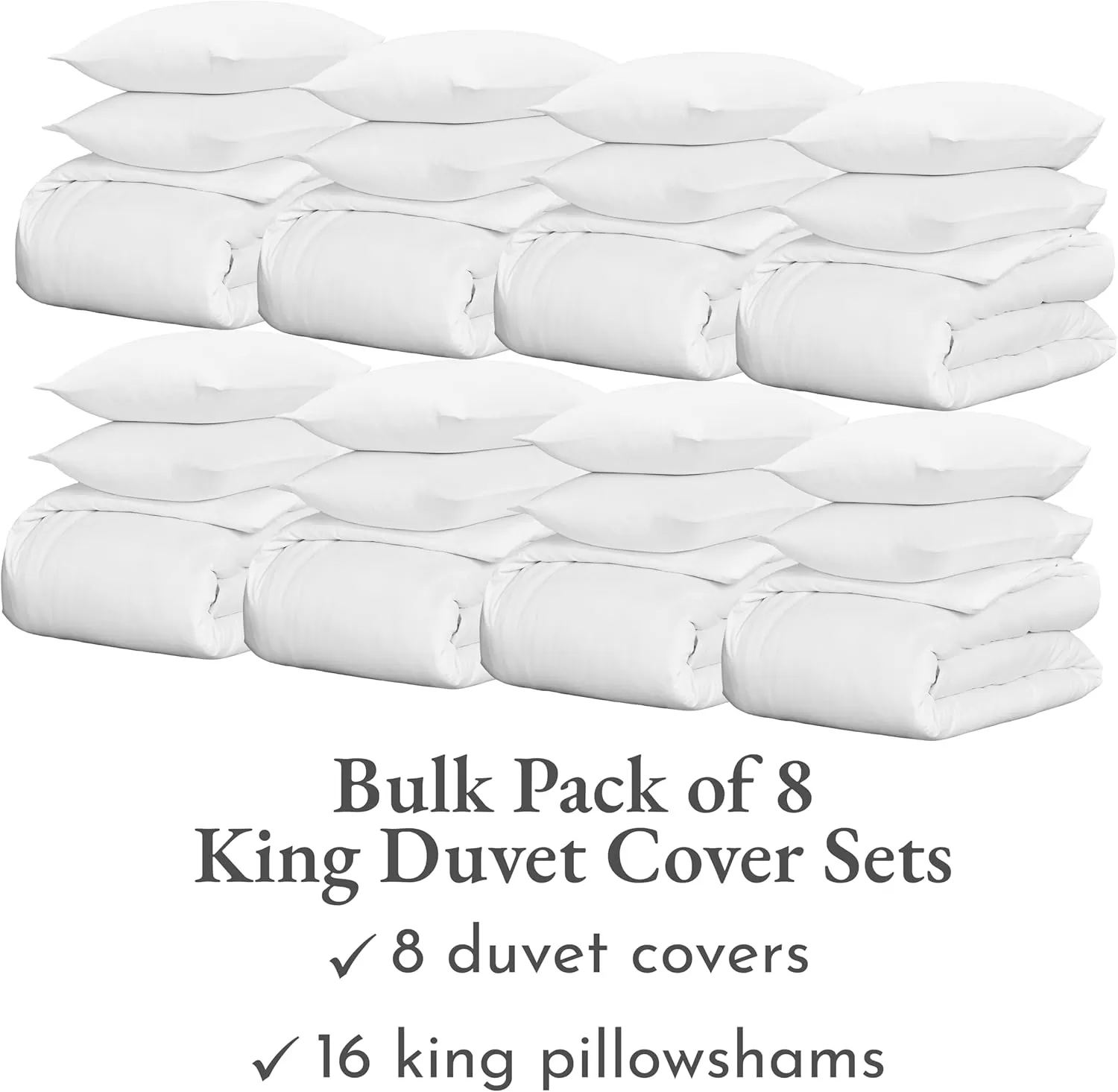 imageCalifornia Design Den Bulk Pack of 8 Queen Duvet Cover Sets  400 Thread Count 100 Cotton Sateen Case Includes 8 Duvet Covers and 16 Pillow Shams White01 White