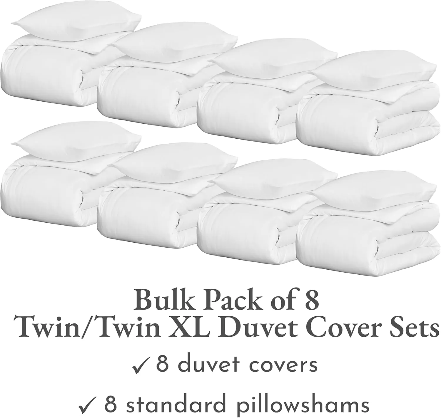 imageCalifornia Design Den Bulk Pack of 8 Queen Duvet Cover Sets  400 Thread Count 100 Cotton Sateen Case Includes 8 Duvet Covers and 16 Pillow Shams White01 White