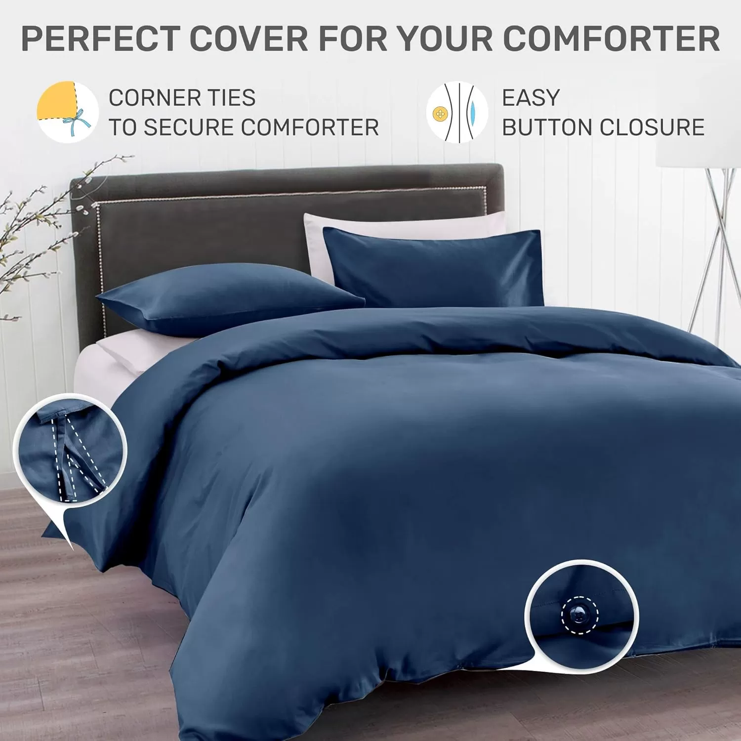 imageCalifornia Design Den Bulk Pack of 8 Queen Duvet Cover Sets  400 Thread Count 100 Cotton Sateen Case Includes 8 Duvet Covers and 16 Pillow Shams White04 Indigo Dusty Blue