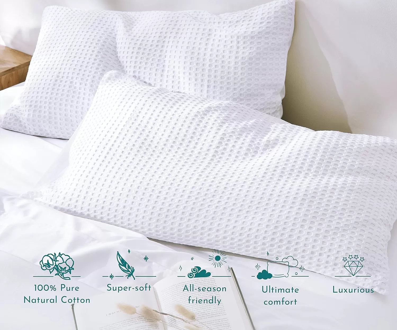 imageCalifornia Design Den Bulk Pack of 8 Queen Duvet Cover Sets  400 Thread Count 100 Cotton Sateen Case Includes 8 Duvet Covers and 16 Pillow Shams White06 White Waffle
