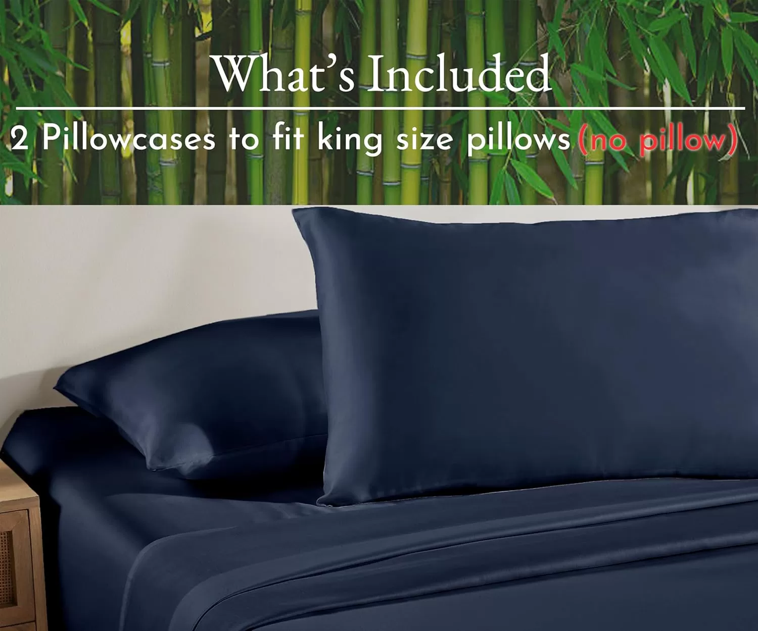 imageCalifornia Design Den Rayon from Bamboo Pillowcases Standard Size Set of 2 for Smooth Hair ampamp Skin Fits Standard ampamp Queen Pillows Navy BlueNavy Blue