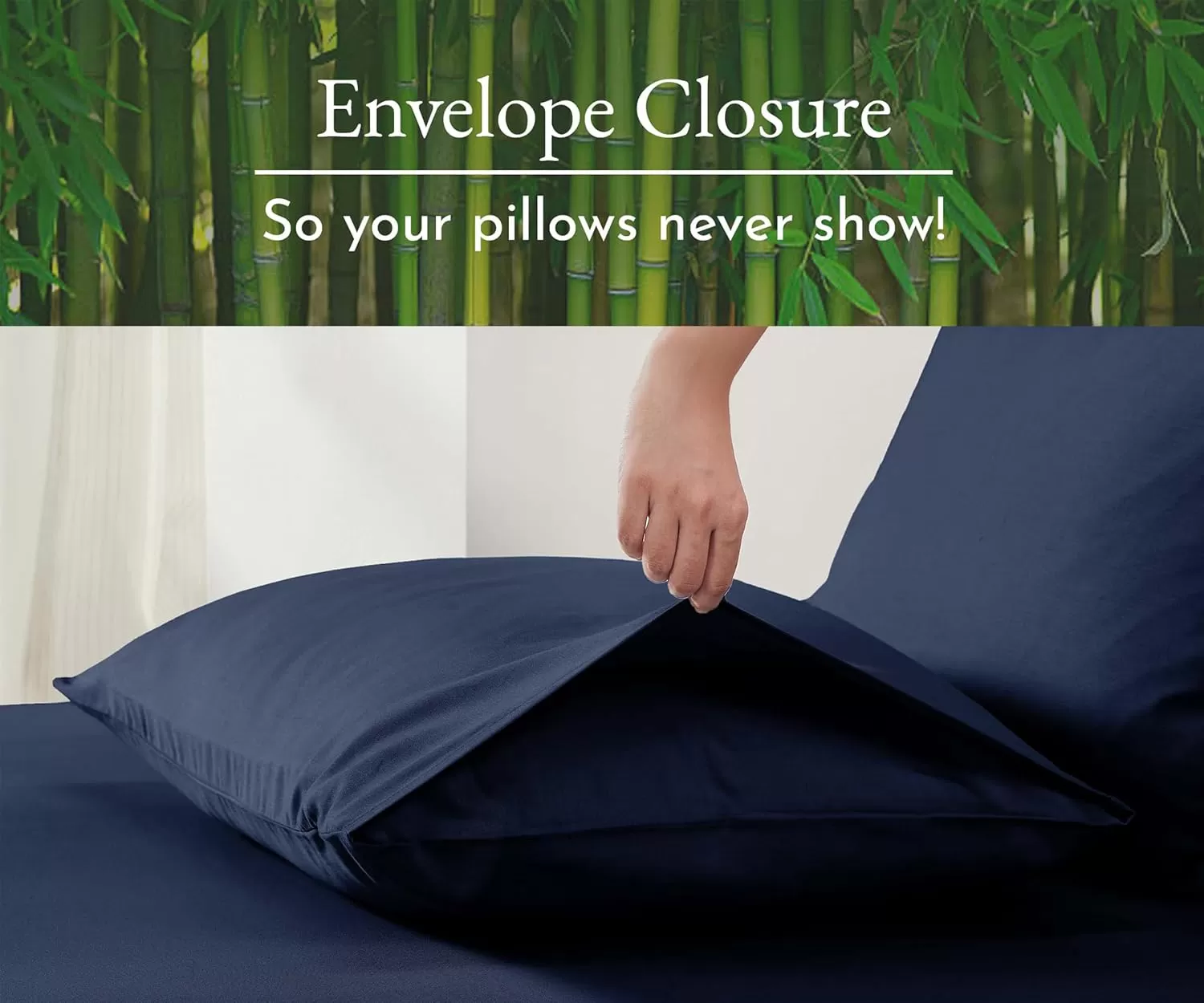 imageCalifornia Design Den Rayon from Bamboo Pillowcases Standard Size Set of 2 for Smooth Hair ampamp Skin Fits Standard ampamp Queen Pillows Navy BlueNavy Blue