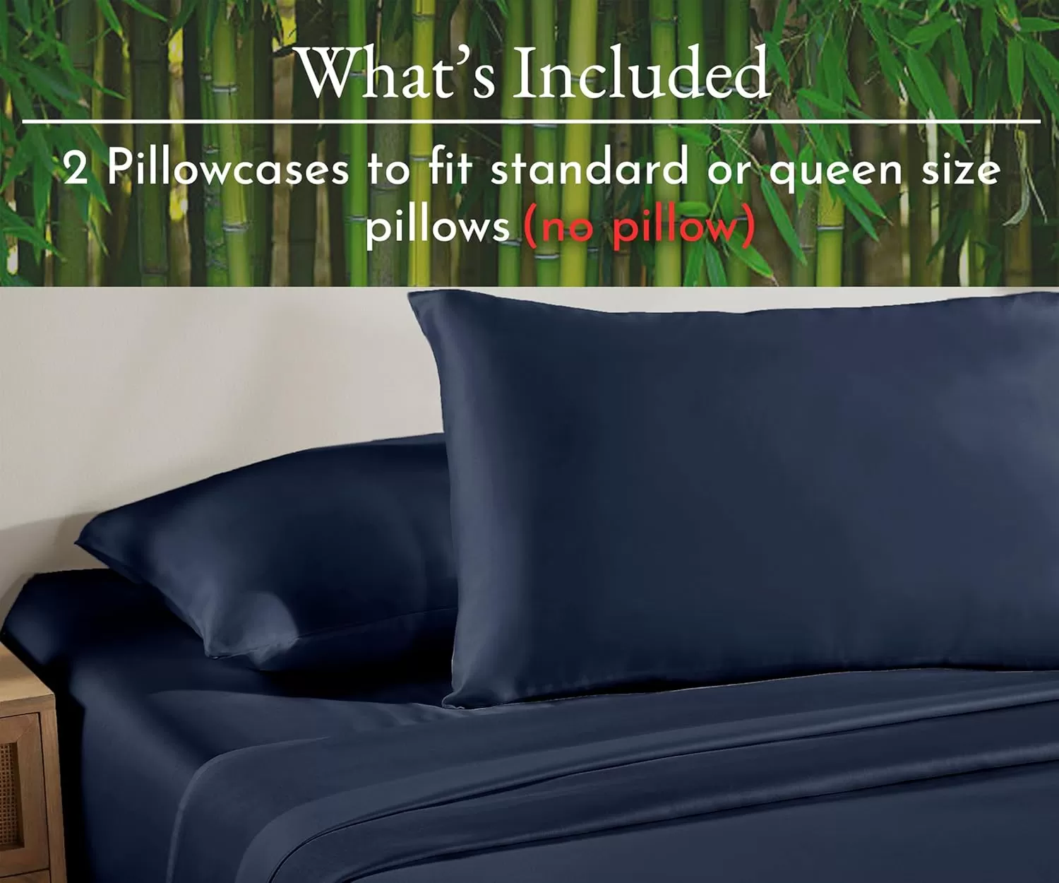 imageCalifornia Design Den Rayon from Bamboo Pillowcases Standard Size Set of 2 for Smooth Hair ampamp Skin Fits Standard ampamp Queen Pillows Navy BlueNavy Blue