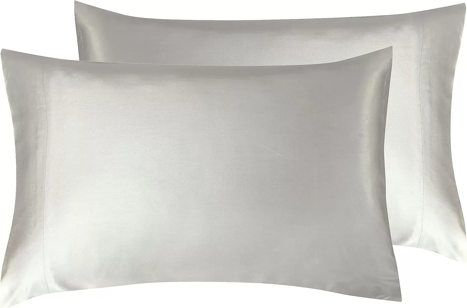 imageCalifornia Design Den Rayon from Bamboo Pillowcases Standard Size Set of 2 for Smooth Hair ampamp Skin Fits Standard ampamp Queen Pillows Navy BlueSilver Gray