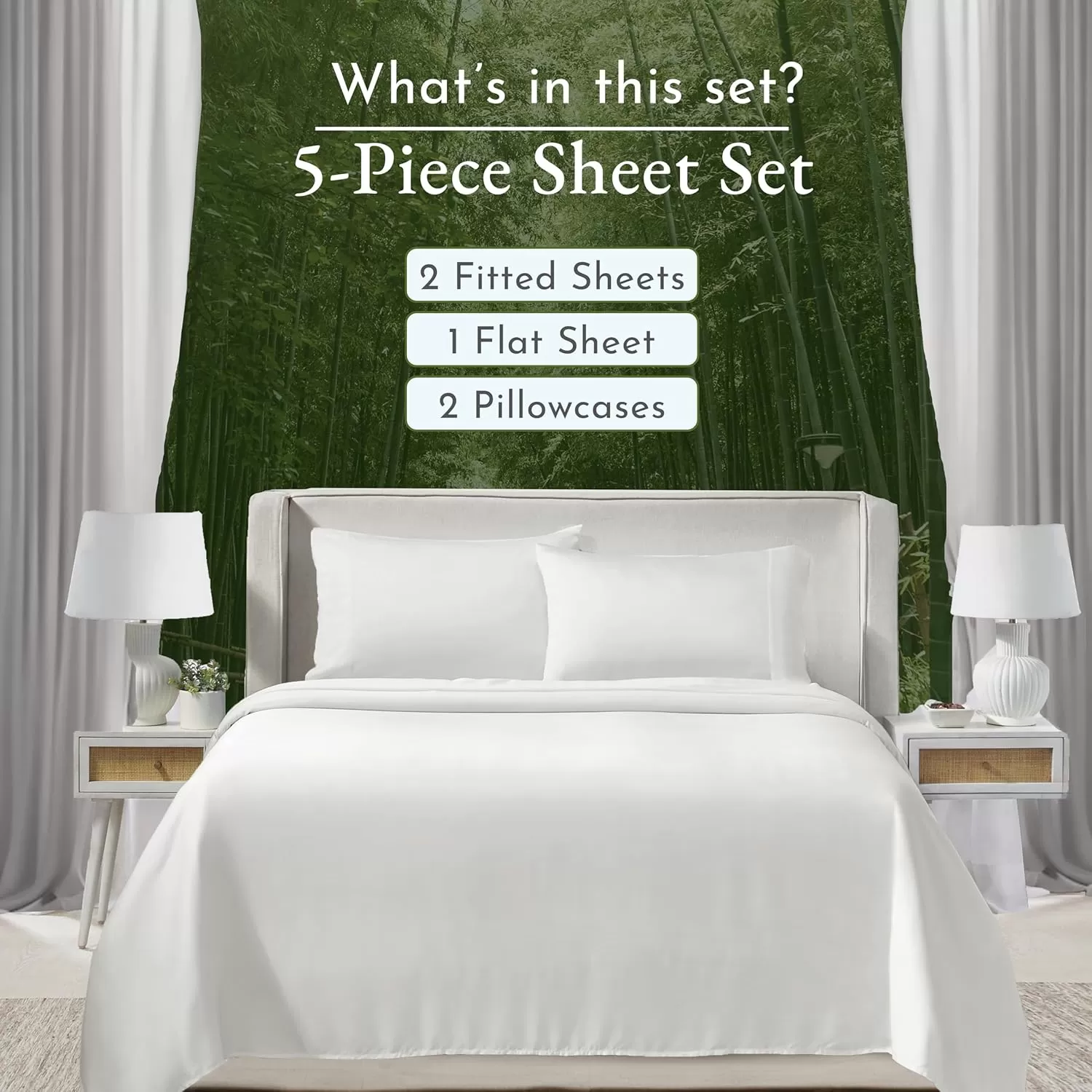 imageCalifornia Design Den Rayon from Bamboo Sheets Queen Size Bed Luxury Silk Sheets Cooling Sheets White Bedsheets with Snug Fitted Deep Pockets Queen WhiteIvory