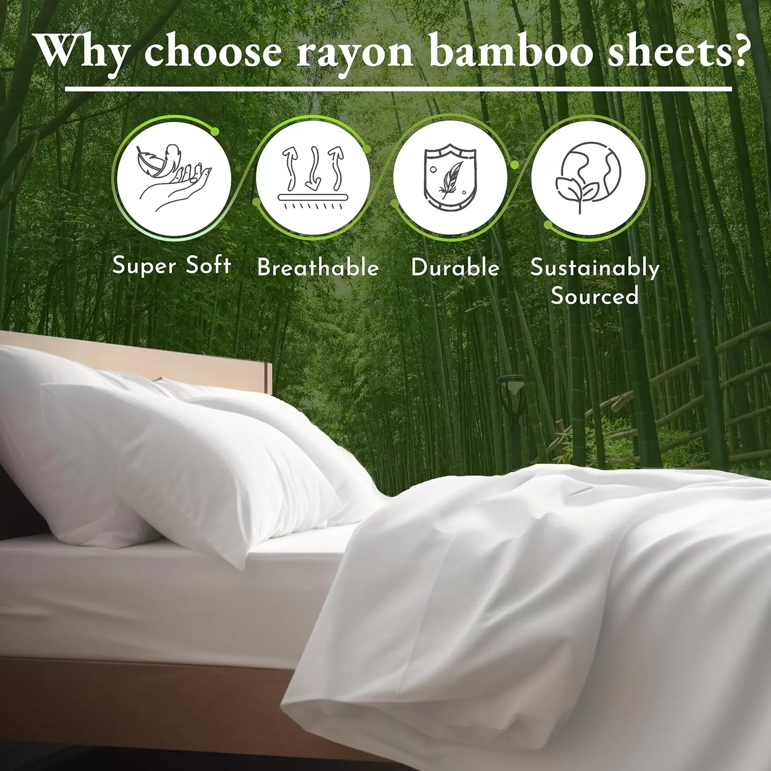 imageCalifornia Design Den Rayon from Bamboo Sheets Queen Size Bed Luxury Silk Sheets Cooling Sheets White Bedsheets with Snug Fitted Deep Pockets Queen WhiteGrey
