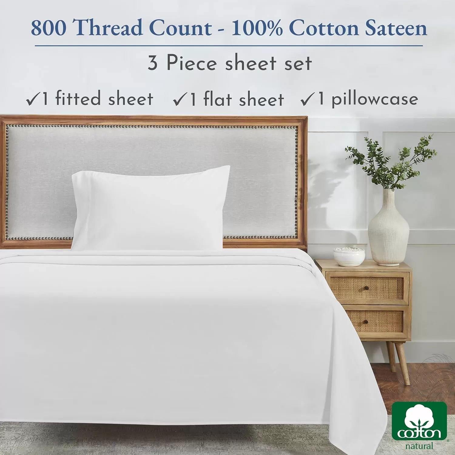 imageCalifornia Design Den Split King Sheets Sets for Adjustable Bed  Buttery Soft 800 Thread Count 100 Cotton Set  Beats Fake Egyptian Claims Bedding Set with Durable Twin XL Fitted Sheets WhiteBright White