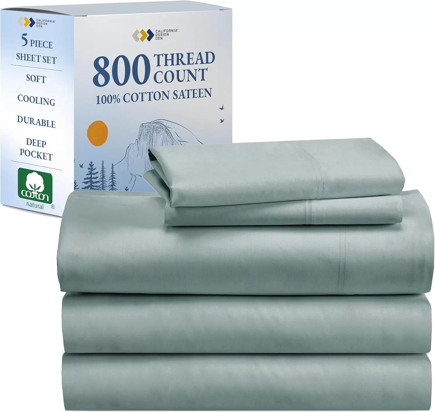 imageCalifornia Design Den Split King Sheets Sets for Adjustable Bed  Buttery Soft 800 Thread Count 100 Cotton Set  Beats Fake Egyptian Claims Bedding Set with Durable Twin XL Fitted Sheets WhiteSoft Teal