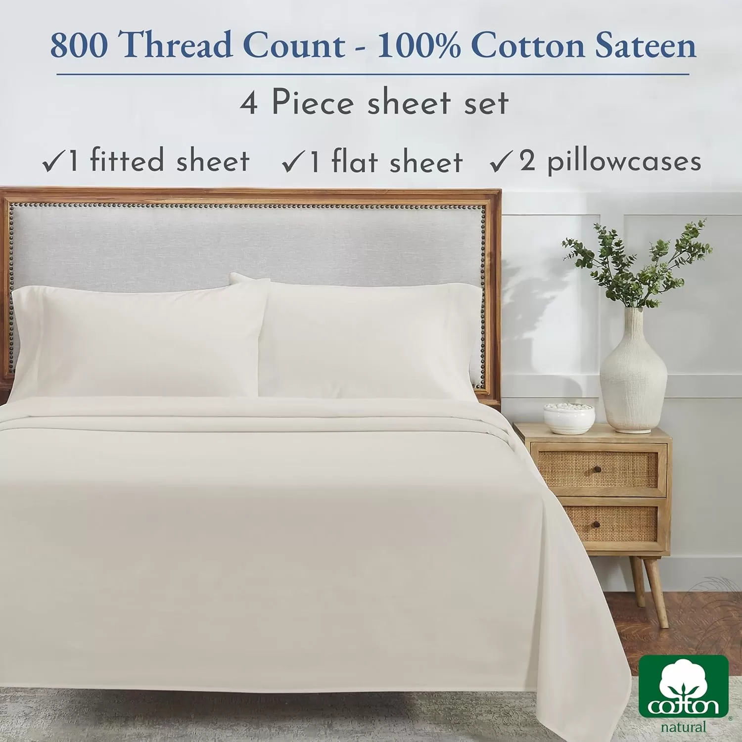 imageCalifornia Design Den Split King Sheets Sets for Adjustable Bed  Buttery Soft 800 Thread Count 100 Cotton Set  Beats Fake Egyptian Claims Bedding Set with Durable Twin XL Fitted Sheets WhiteIvory