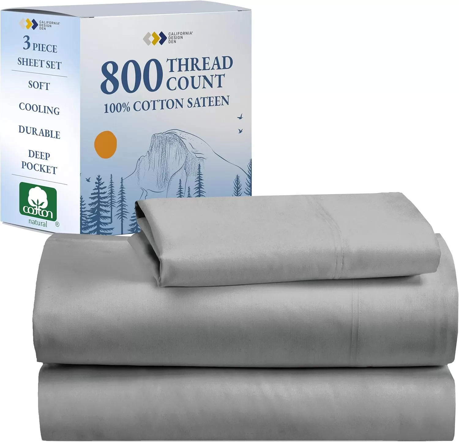 imageCalifornia Design Den Split King Sheets Sets for Adjustable Bed  Buttery Soft 800 Thread Count 100 Cotton Set  Beats Fake Egyptian Claims Bedding Set with Durable Twin XL Fitted Sheets WhiteLight Grey