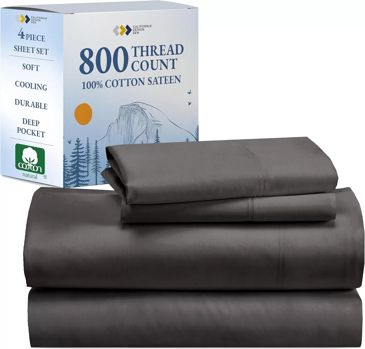 imageCalifornia Design Den Split King Sheets Sets for Adjustable Bed  Buttery Soft 800 Thread Count 100 Cotton Set  Beats Fake Egyptian Claims Bedding Set with Durable Twin XL Fitted Sheets WhiteGrey