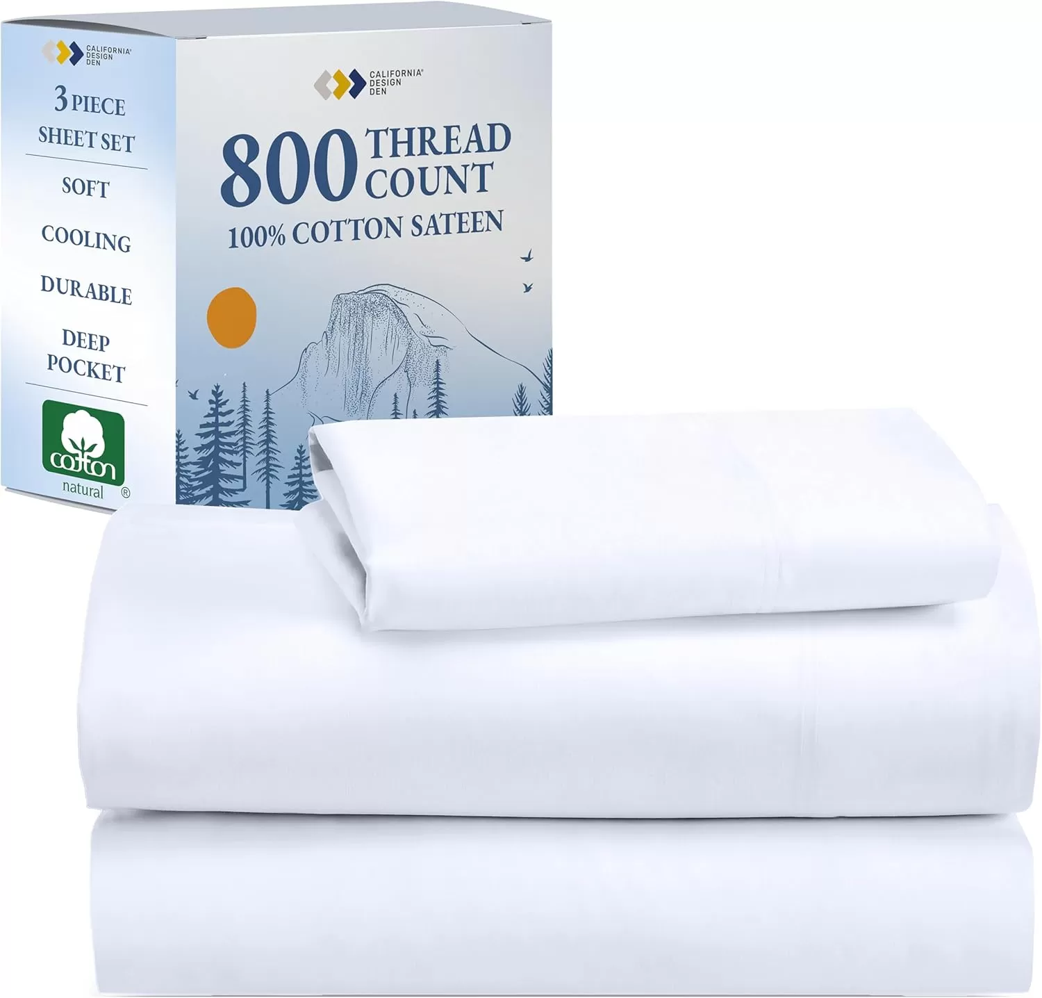 imageCalifornia Design Den Split King Sheets Sets for Adjustable Bed  Buttery Soft 800 Thread Count 100 Cotton Set  Beats Fake Egyptian Claims Bedding Set with Durable Twin XL Fitted Sheets WhiteBright White