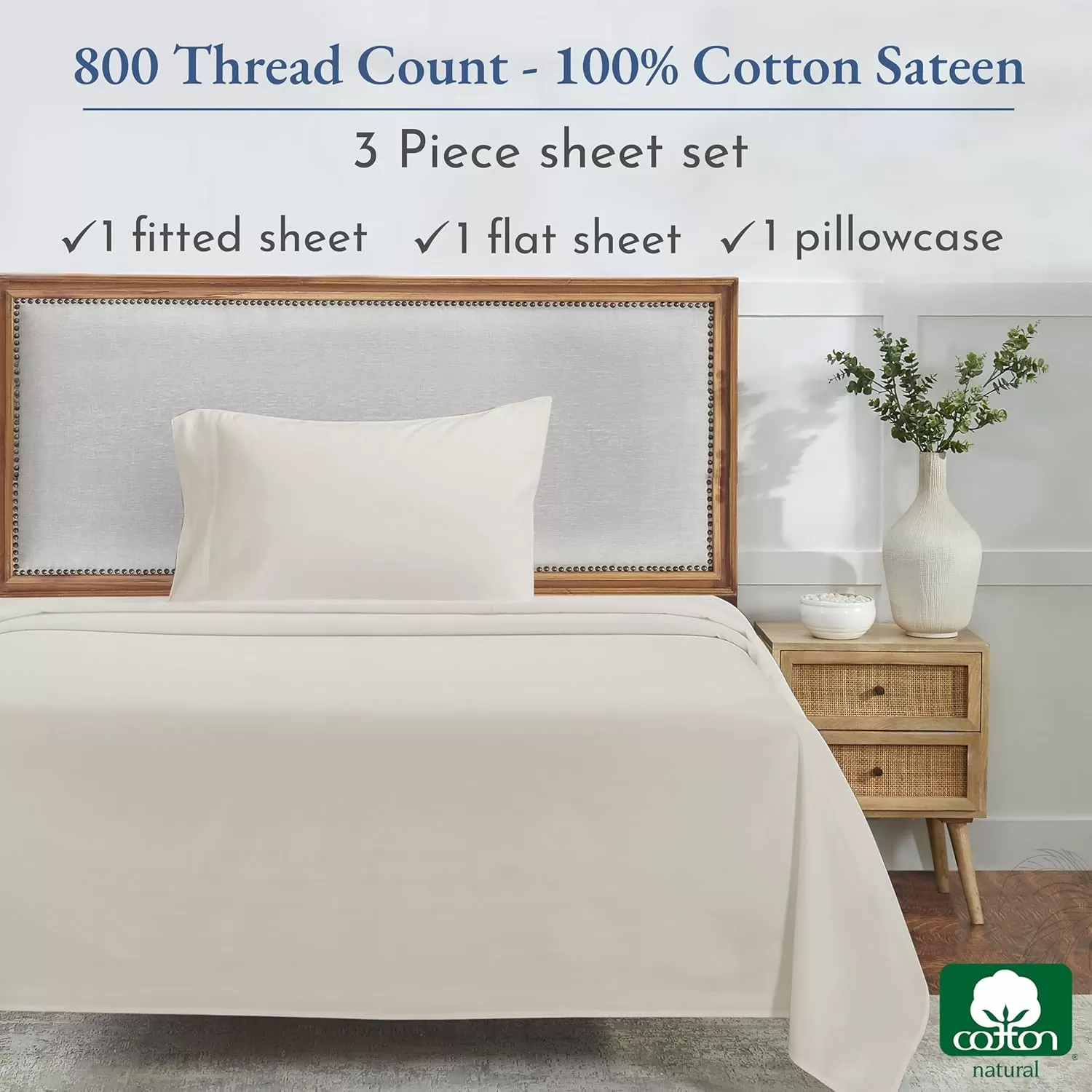 imageCalifornia Design Den Split King Sheets Sets for Adjustable Bed  Buttery Soft 800 Thread Count 100 Cotton Set  Beats Fake Egyptian Claims Bedding Set with Durable Twin XL Fitted Sheets WhiteIvory