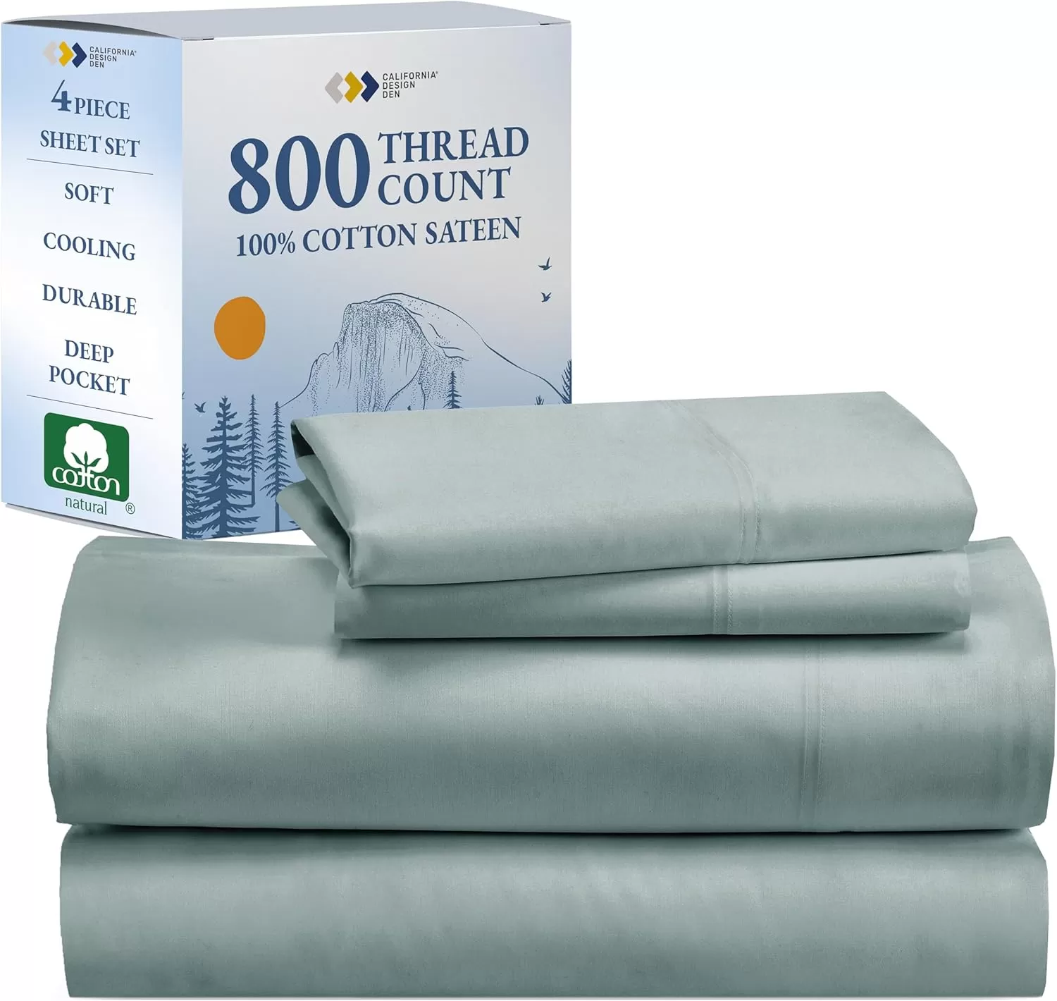 imageCalifornia Design Den Split King Sheets Sets for Adjustable Bed  Buttery Soft 800 Thread Count 100 Cotton Set  Beats Fake Egyptian Claims Bedding Set with Durable Twin XL Fitted Sheets WhiteSoft Teal