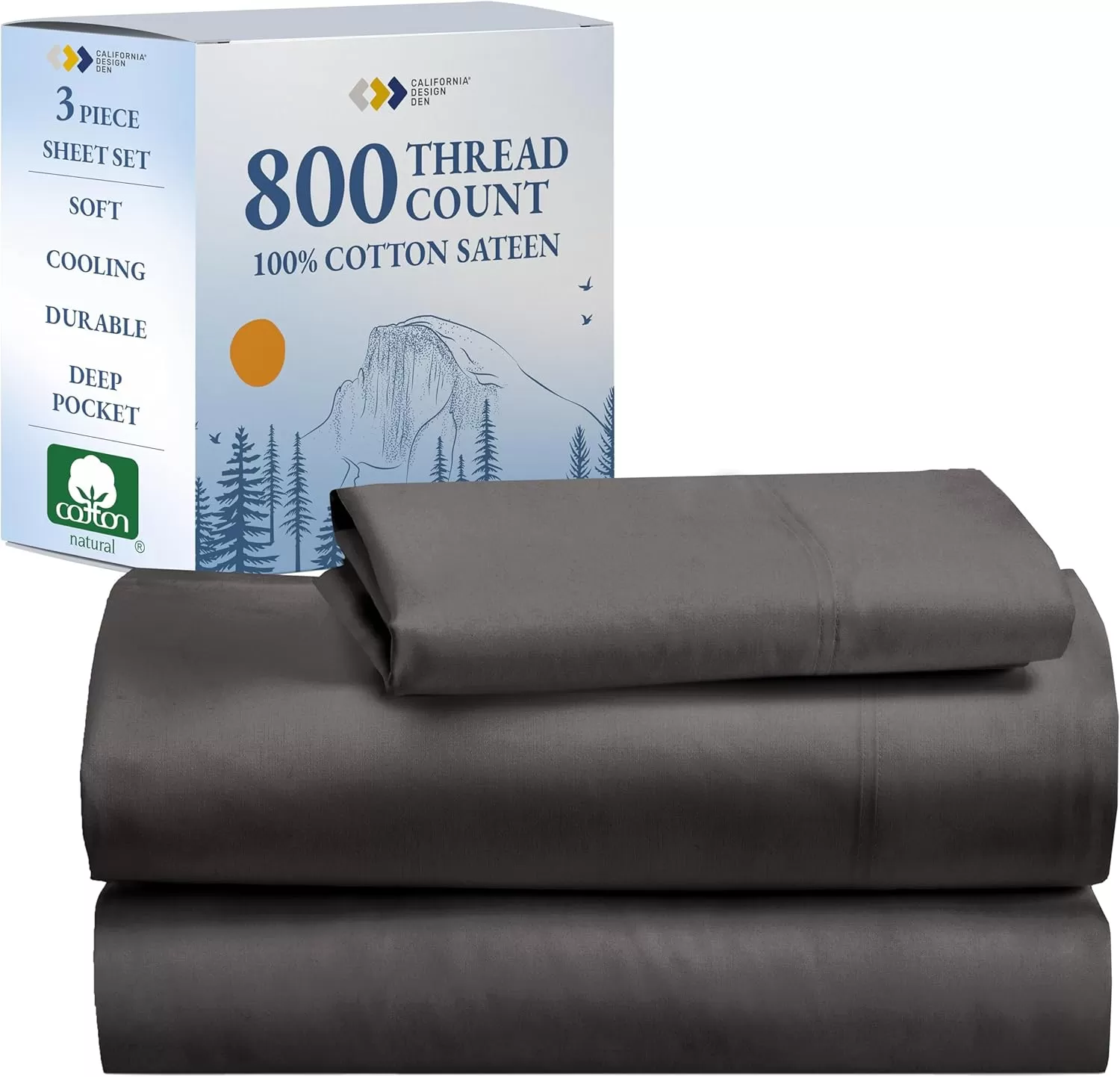 imageCalifornia Design Den Split King Sheets Sets for Adjustable Bed  Buttery Soft 800 Thread Count 100 Cotton Set  Beats Fake Egyptian Claims Bedding Set with Durable Twin XL Fitted Sheets WhiteGrey