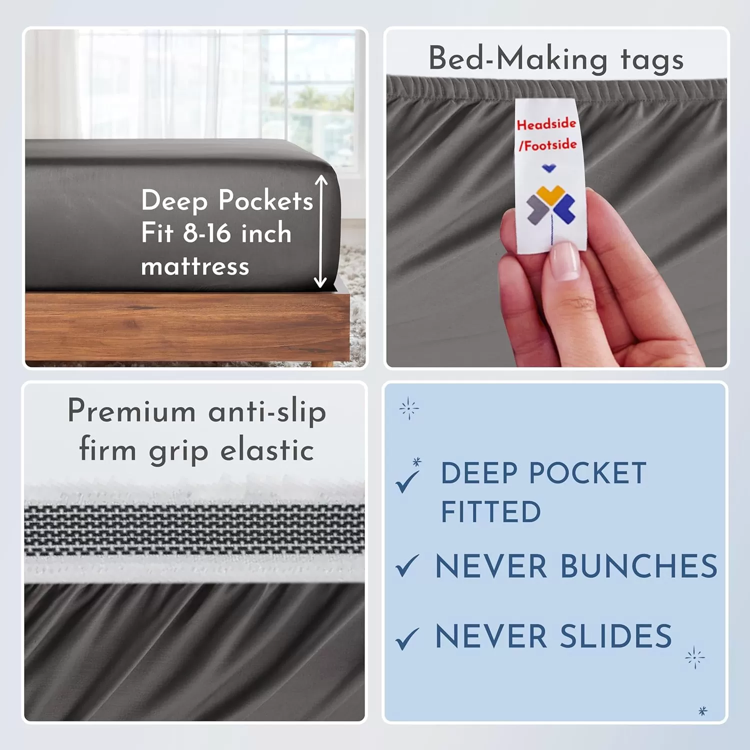 imageCalifornia Design Den Split King Sheets Sets for Adjustable Bed  Buttery Soft 800 Thread Count 100 Cotton Set  Beats Fake Egyptian Claims Bedding Set with Durable Twin XL Fitted Sheets WhiteGrey