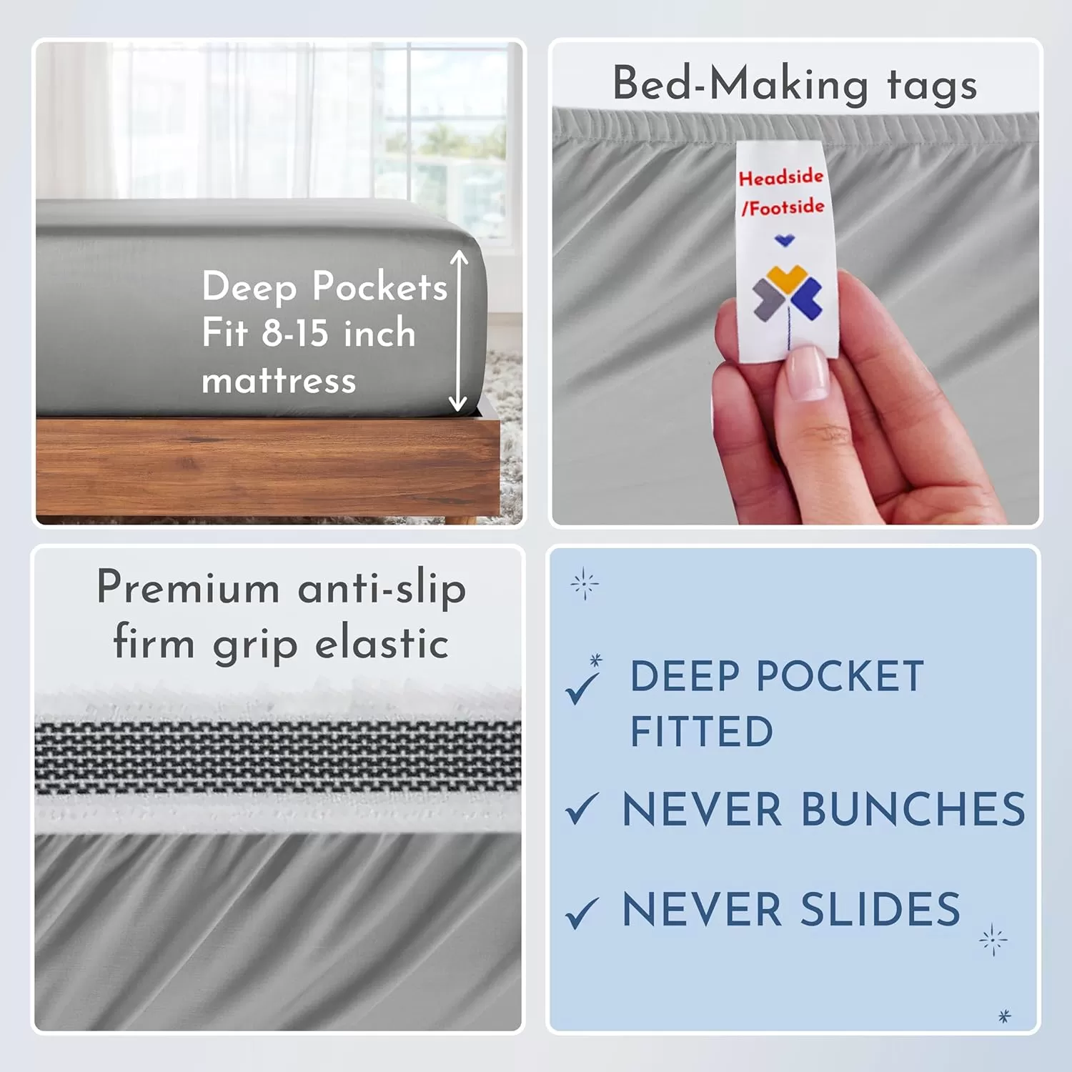 imageCalifornia Design Den Split King Sheets Sets for Adjustable Bed  Buttery Soft 800 Thread Count 100 Cotton Set  Beats Fake Egyptian Claims Bedding Set with Durable Twin XL Fitted Sheets WhiteLight Grey