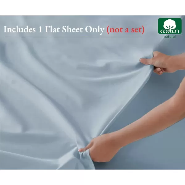 image100 Pure Cotton Flat Sheet  600 Thread Count Soft and Crisp Breathable Hotel Luxury Top Sheet Only Cooling Sheets Ultra Premium Sateen Weave Twin Bed Sheets 1 Piece Flat Sheet Bright White05  Blue