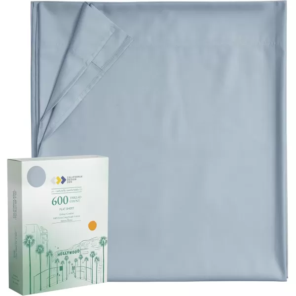 image100 Pure Cotton Flat Sheet  600 Thread Count Soft and Crisp Breathable Hotel Luxury Top Sheet Only Cooling Sheets Ultra Premium Sateen Weave Twin Bed Sheets 1 Piece Flat Sheet Bright White05  Blue