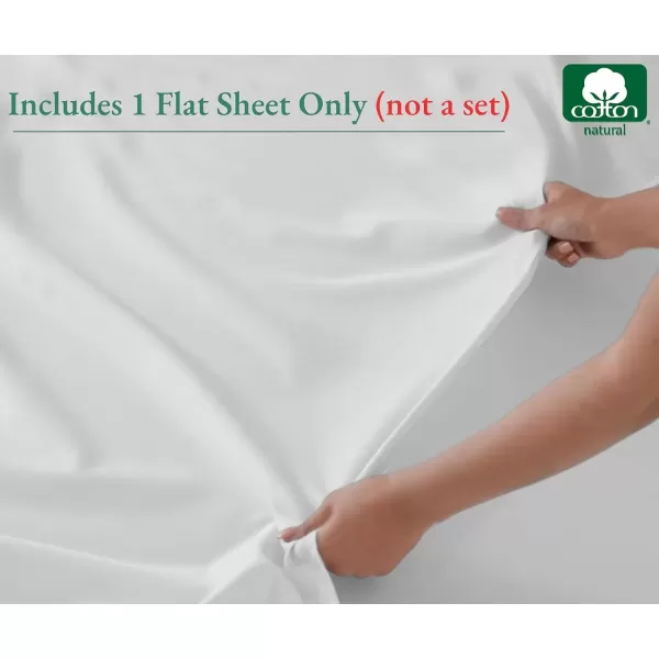 image100 Pure Cotton Flat Sheet  600 Thread Count Soft and Crisp Breathable Hotel Luxury Top Sheet Only Cooling Sheets Ultra Premium Sateen Weave Twin Bed Sheets 1 Piece Flat Sheet Bright White01  Bright White
