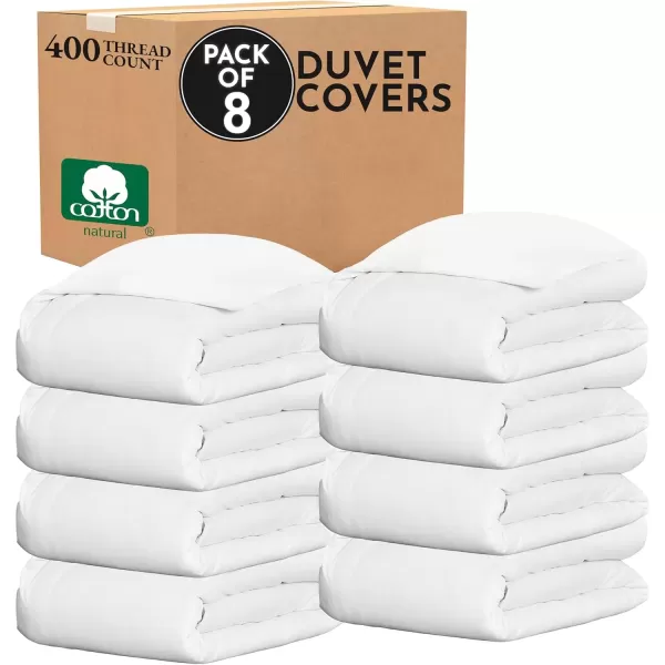 imageCalifornia Design Den Bulk Pack of 8 King Size Duvet Covers Only  400 Thread Count 100 Cotton Sateen Case Includes 8 Duvet Covers White01 White