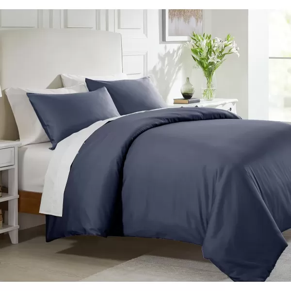 imageCalifornia Design Den Bulk Pack of 8 Queen Duvet Cover Sets  400 Thread Count 100 Cotton Sateen Case Includes 8 Duvet Covers and 16 Pillow Shams White04 Indigo Dusty Blue
