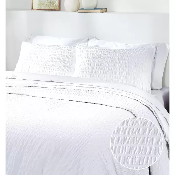 imageCalifornia Design Den Bulk Pack of 8 Queen Duvet Cover Sets  400 Thread Count 100 Cotton Sateen Case Includes 8 Duvet Covers and 16 Pillow Shams White14 Seersucker  White