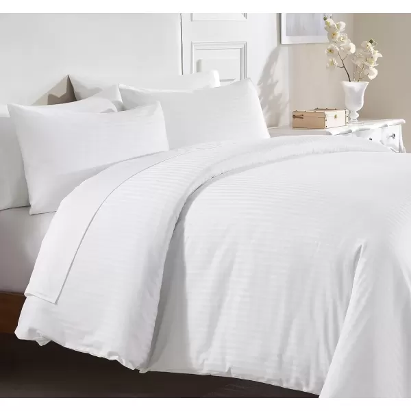imageCalifornia Design Den Bulk Pack of 8 Queen Duvet Cover Sets  400 Thread Count 100 Cotton Sateen Case Includes 8 Duvet Covers and 16 Pillow Shams White08 Striped White