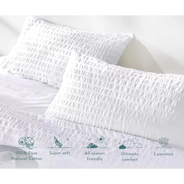imageCalifornia Design Den Bulk Pack of 8 Queen Duvet Cover Sets  400 Thread Count 100 Cotton Sateen Case Includes 8 Duvet Covers and 16 Pillow Shams White14 Seersucker  White