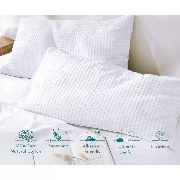 imageCalifornia Design Den Bulk Pack of 8 Queen Duvet Cover Sets  400 Thread Count 100 Cotton Sateen Case Includes 8 Duvet Covers and 16 Pillow Shams White06 White Waffle