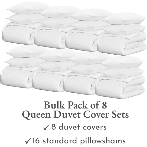 imageCalifornia Design Den Bulk Pack of 8 Queen Duvet Cover Sets  400 Thread Count 100 Cotton Sateen Case Includes 8 Duvet Covers and 16 Pillow Shams White01 White